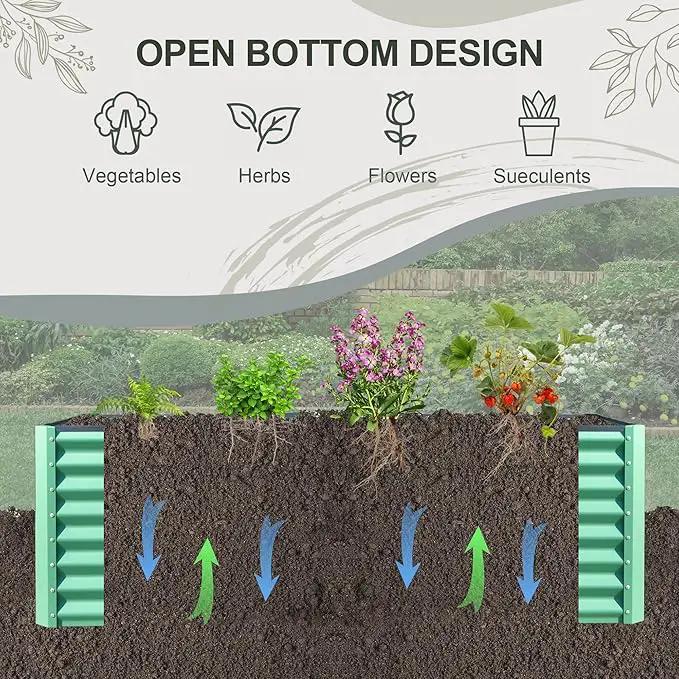 Domi Raised Garden Beds Outdoor, 6x3x2ft Thickening Tall Metal Rectangular Deep Root Box Planter for Vegetables, Flowers, Herbs, and Succulents 2" Deep w/ 256 Gallon Capacity - Green by GreenHaven Gardens