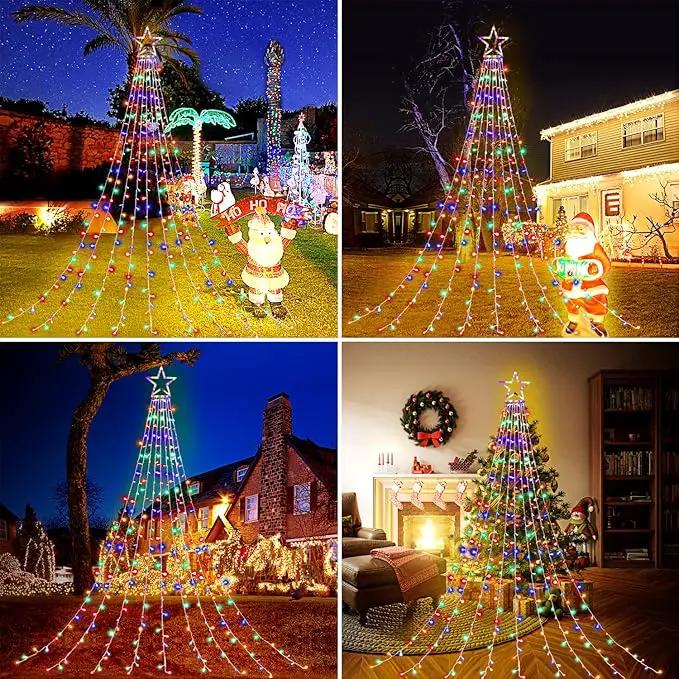 Outdoor Christmas Star String Lights, 320 LED 11.5 ft Waterfall Tree Lights with 8 Lighting Modes for Indoor/Outdoor Yard, Home, Festival, Party, Xmas, New Year Decor by GreenHaven Gardens
