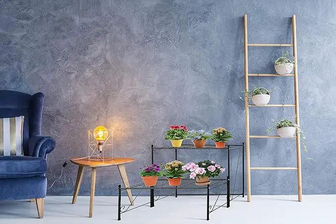 DOEWORKS 2 Tier Metal Plant Stand Storage Rack Shelf, Flower Pot Holder Display Shelf, Black by GreenHaven Gardens