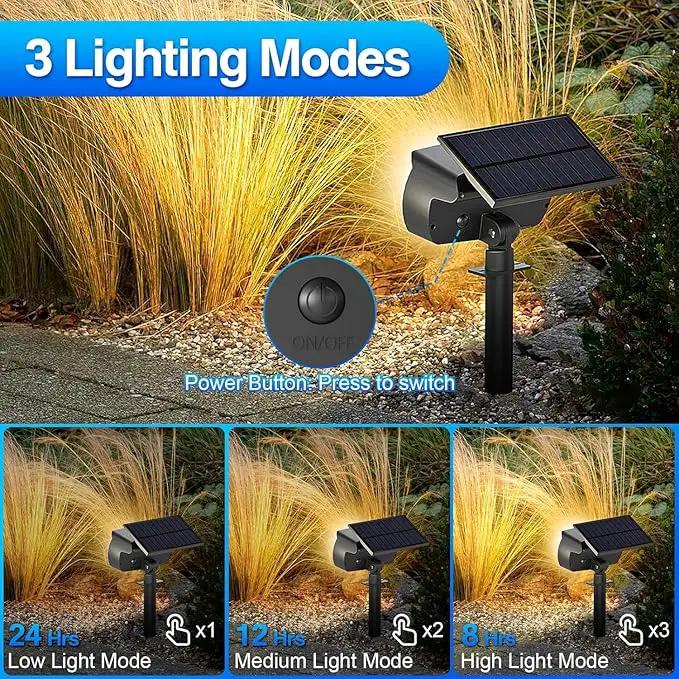 108 LED Solar Spot Lights Outdoor, IP65 Waterproof, 3 Modes Landscape Spotlights, Large Solar Panel Powered Lights for Garden Yard Pathway (Warm White/2 Pack) by GreenHaven Gardens