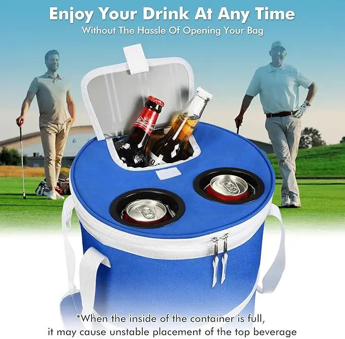 Tirrinia Large Pop-Up Golf Cooler Bag- Insulated Collapsible Cooler with Flat Drink Table for Golf Cart, Lightweight and Portable Ice Beach Cooler for Travel, Fishing, Picnics, Hiking, Camping by GreenHaven Gardens