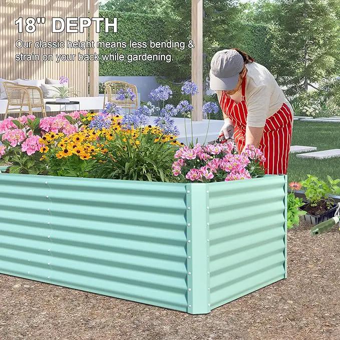 Domi Raised Garden Beds Outdoor, 6x3x2ft Thickening Tall Metal Rectangular Deep Root Box Planter for Vegetables, Flowers, Herbs, and Succulents 2" Deep w/ 256 Gallon Capacity - Green by GreenHaven Gardens