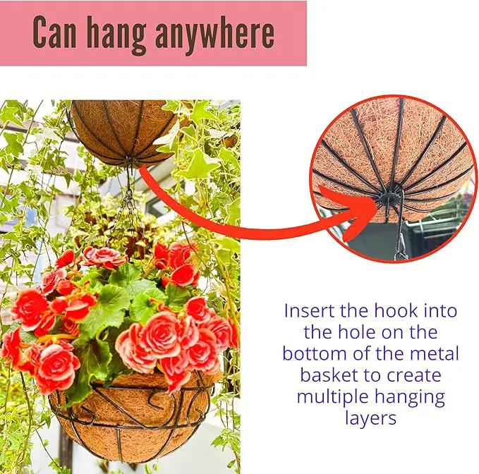 LaLaGreen Hanging Planter for Outdoor Plants (2 Pack, 10 Inch) Hanging Baskets with Coco Liner, Metal Wire Flower Basket Pots with Hook Hanger Balcony Porch Farmhouse Country Style Garden Decor by GreenHaven Gardens