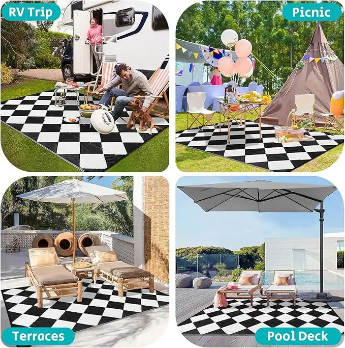 HEBE Outdoor Rug Waterproof 6x9, Reversible Plastic Straw Rug RV Camping Rug, Indoor Outdoor Patio Mat Clearance, Outside Carpet for Porch,Deck,Camper,Balcony,Backyard,Picnic by GreenHaven Gardens