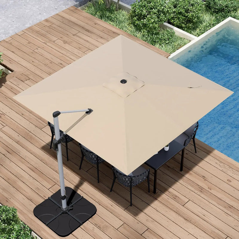 Patio Umbrella, 10FT Outdoor Cantilever Umbrella with 360-degree Rotation for Garden, Deck, Backyard, Pool and Beach, Beige by GreenHaven Gardens