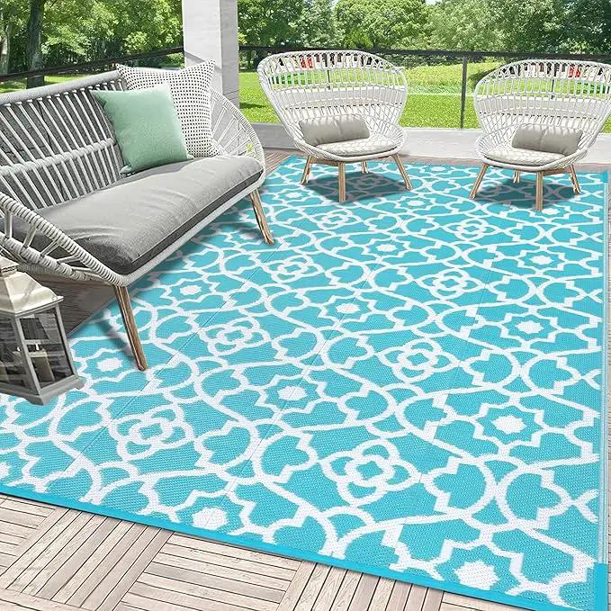 HEBE Outdoor Rug Waterproof 5x8, Plastic Straw Rug Camping Rug, Reversible Outdoor Patio Rugs RV Mat Clearance, Indoor Outside Floor Carpet for Porch,Deck,Camper,Balcony,Backyard by GreenHaven Gardens