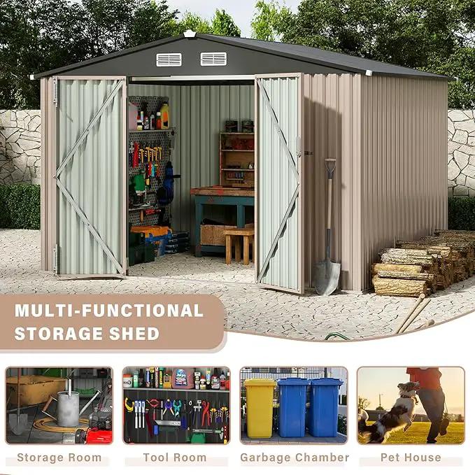 10x12 FT Metal Storage Sheds Outdoor, Metal Yard Sheds Garden Shed Kit, Tool Shed with Lockable Door, Utility Sheds Buildings with Air Vent for Backyard Garden Patio Lawn by GreenHaven Gardens