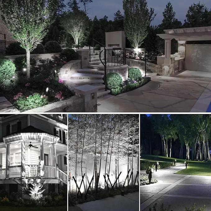 Solar Spot Lights Outdoor, Solar Landscape Spotlights IP65 Waterproof 9.8ft Cable, Auto On/Off Outdoor Wall Lights for Garden Yard Driveway Porch Walkway Pool (1-in-1 6000K Cold White 4 Pack) by GreenHaven Gardens
