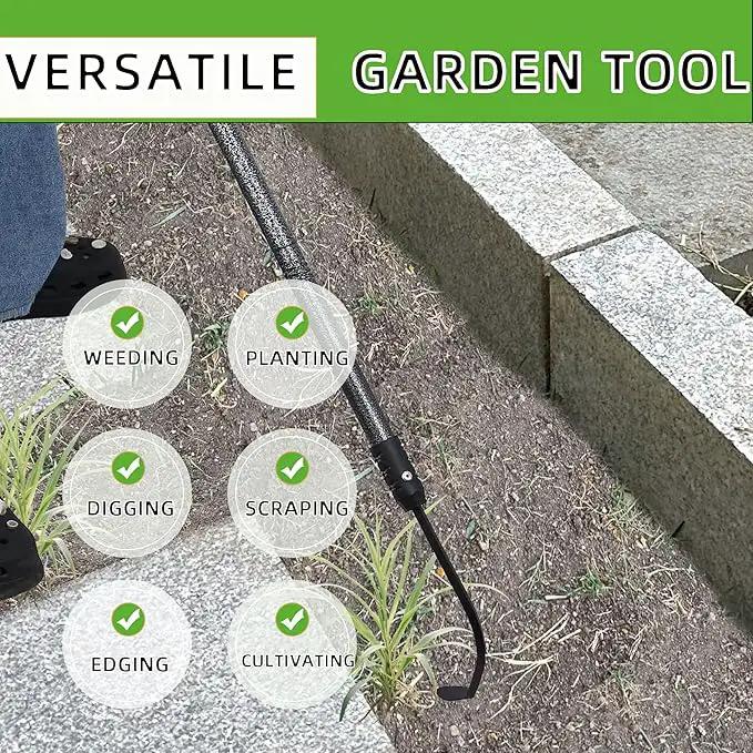 Weed Puller, Long Handle Crack Weeder Tool Hand Cultivator with Soft Foam Grip, Durable Curved Head Hook Weed Remover Tool Ideal for Weeding Digging Edging Planting Cultivating Scraping by GreenHaven Gardens