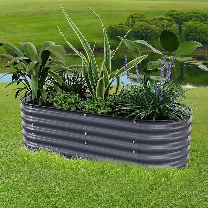 Raised Garden Bed 5x2x1.4 Ft Planter Box for Outdoor - Zinc-Aluminum-Magnesium Stainless Steel Durable Metal Garden Beds Kit for Vegetables, Flowers, Herbs and Succulents, Deep Grey by GreenHaven Gardens