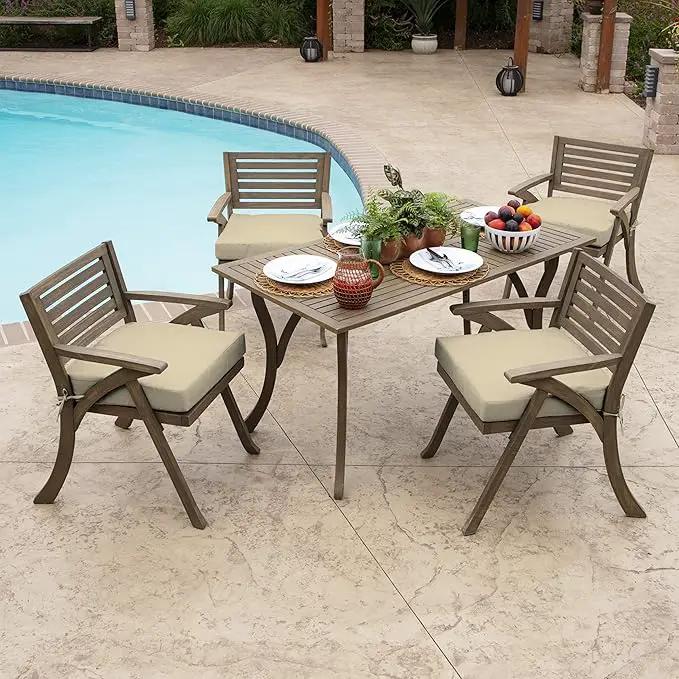 Arden Seat Cushion, 21 x 21, Rain-Proof, Fade Resistant, Cushion for Patio Dining, Adirondack, and Outdoor Chairs Tan Leala by GreenHaven Gardens