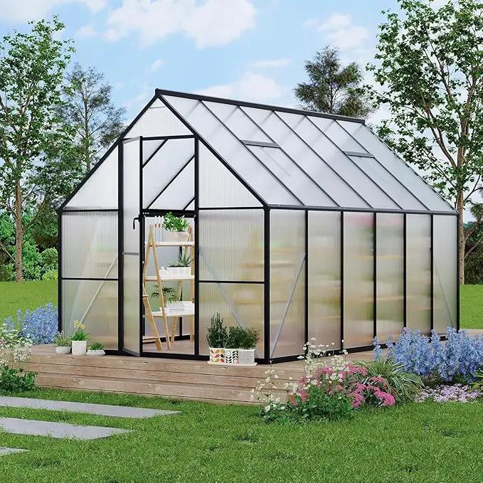 Greenhouse 6x11 FT Aluminum-Framed Heavy Duty Polycarbonate with Quick Setup Structure and Roof Vent Large Enhanced Outdoors Green House Kit by GreenHaven Gardens