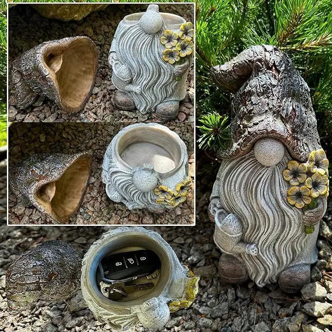 Mood Lab Garden Gnome - Key Hider Gnome Figurine - 9.25 Inch Lawn Statue - for Outdoor or House Decor by GreenHaven Gardens