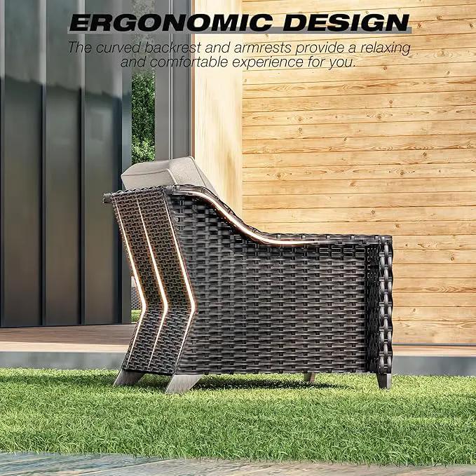 Joyside Wicker Patio Chairs Set of 2, Outdoor Rattan Furniture with Wide Armrest and Thick Cushions, Upgraded Large Size for Backyard, Garden, Poolside by GreenHaven Gardens