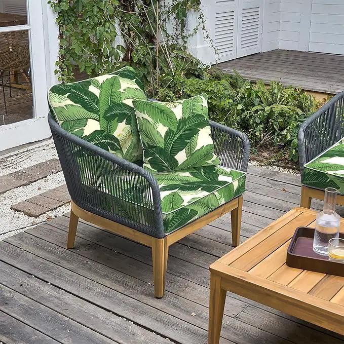 LVTXIII Outdoor Deep Seat Cushion 24"x24"x4" Patio Seat and Back Cushion Set Seasonal Chair Cushion for Dining Arm Chairs, Wicker Chairs and Garden Furniture Decoration, Swaying Palms Green by GreenHaven Gardens