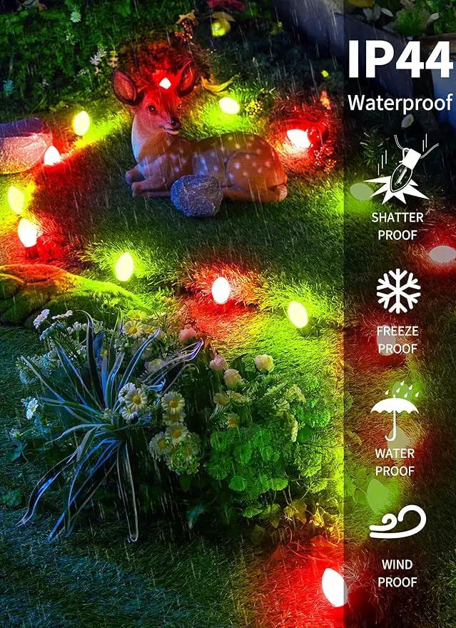 Vintage C9 LED Christmas Lights Outdoor, 50 Feet C9 String Lights with 50 Shatterproof Matte Bulbs, Connectable Waterproof Lights for Holiday Party Roofline Backyard Garden Patio, Red & Green by GreenHaven Gardens