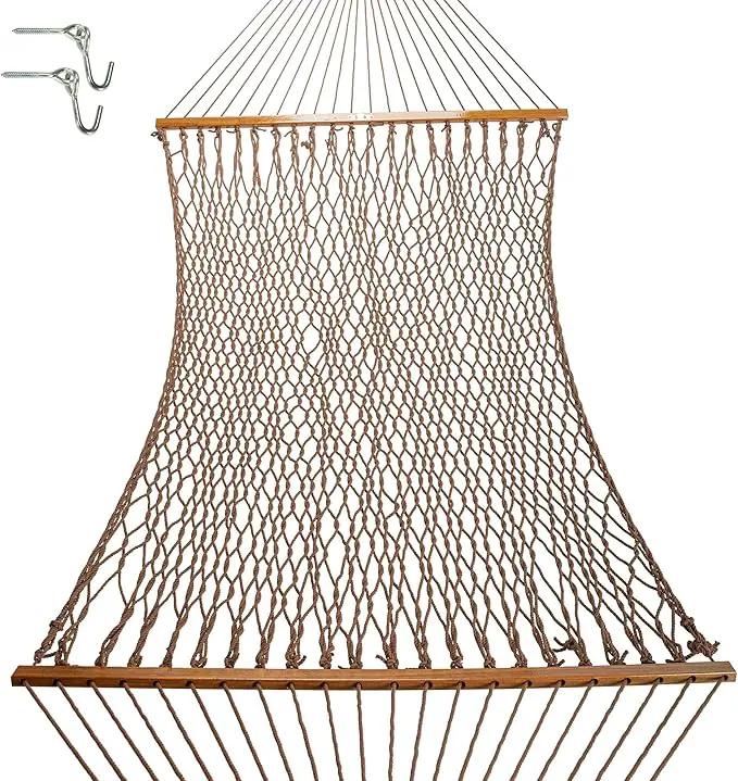 Original Pawleys Island 13DCAB Large Antique Brown DURACORD Rope Hammock with Extension Chains & Tree Hooks, Handcrafted in The USA, Accommodates 2 People, 450 LB Weight Capacity, 13 ft. x 55 in. by GreenHaven Gardens