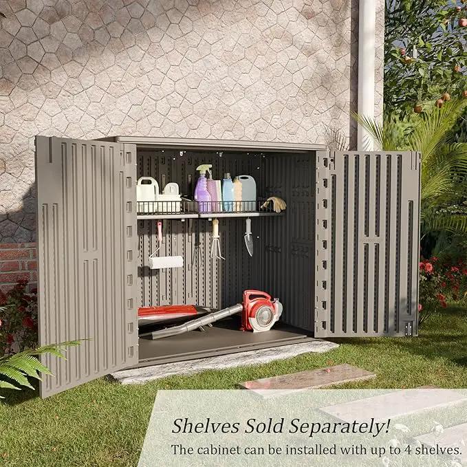 HOMSPARK 37 Cu.Ft Outdoor Storage Shed Weather Resistant, Multi Functional | Double-Wall Resin Storage Sheds & Outdoor Storage Box Waterproof for Backyard Garden Patio Lawn (Shallow Coffee) by GreenHaven Gardens