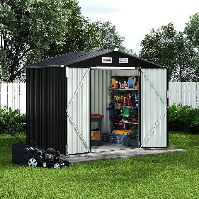 6x8 FT Metal Storage Sheds Outdoor, Metal Yard Sheds MetalGarden Shed Kit, MetalTool Shed with Lockable Door, Utility Buildings with Air Vent for Backyard Garden Patio Lawn by GreenHaven Gardens