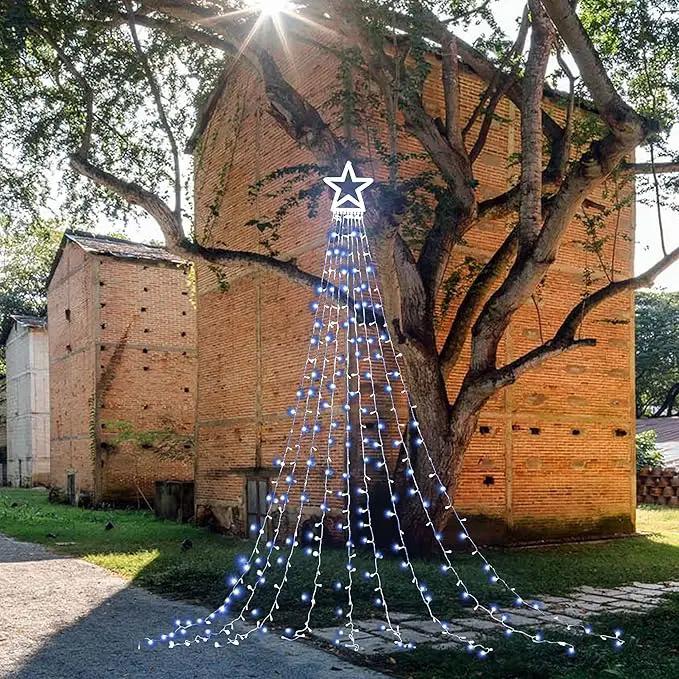 Christmas Decoration Lights, Outdoor Christmas String Lights 320 LED 11.5 Ft Waterfall Tree Lights with Big Star Topper 8 Light Modes for Christmas New Year Holiday Garden Yard Indoor Outdoor Decor by GreenHaven Gardens