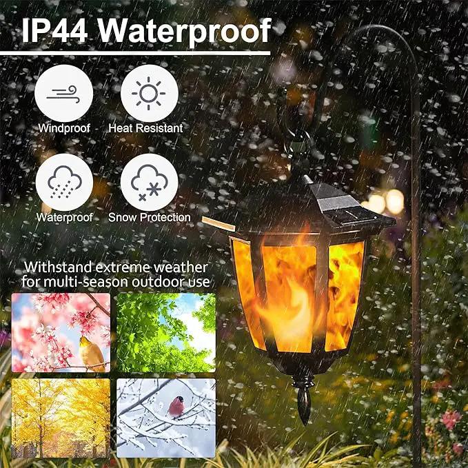 Dynaming 6 Pack Solar Flame Hanging Lights Outdoor, Solar Flickering Flame LED Garden Lanterns with 6 x 38 Inch Shepherd Hooks, Landscape Lighting Waterproof for Lawn Patio Yard Pathway Driveway by GreenHaven Gardens