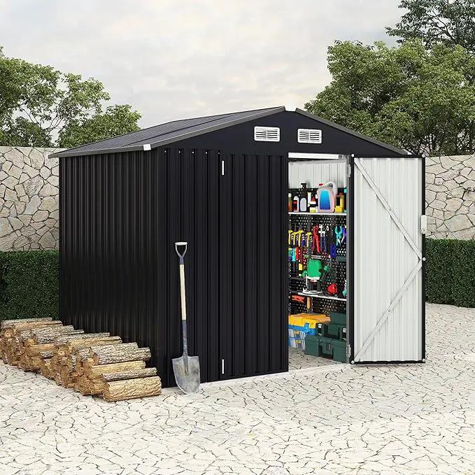 6x8 FT Metal Storage Sheds Outdoor with Floor, Metal Yard Sheds Garden Shed Kit, MetalTool Shed with Lockable Door, Metals UtilitySheds Buildings with Air Vent for Backyard Garden Patio Lawn by GreenHaven Gardens