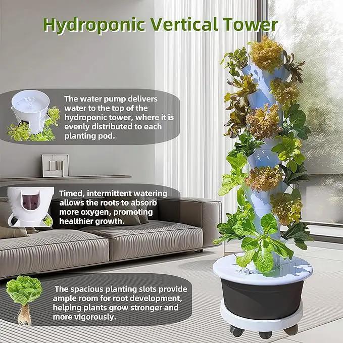 Hydroponic Growing System Kit,Indoor&Outdoor Vertical Hydroponic Growing Garden for Leafy Greens & Herbs, 28 Plant Sites with Climbing Trellis, Energy-Efficient Kit by GreenHaven Gardens