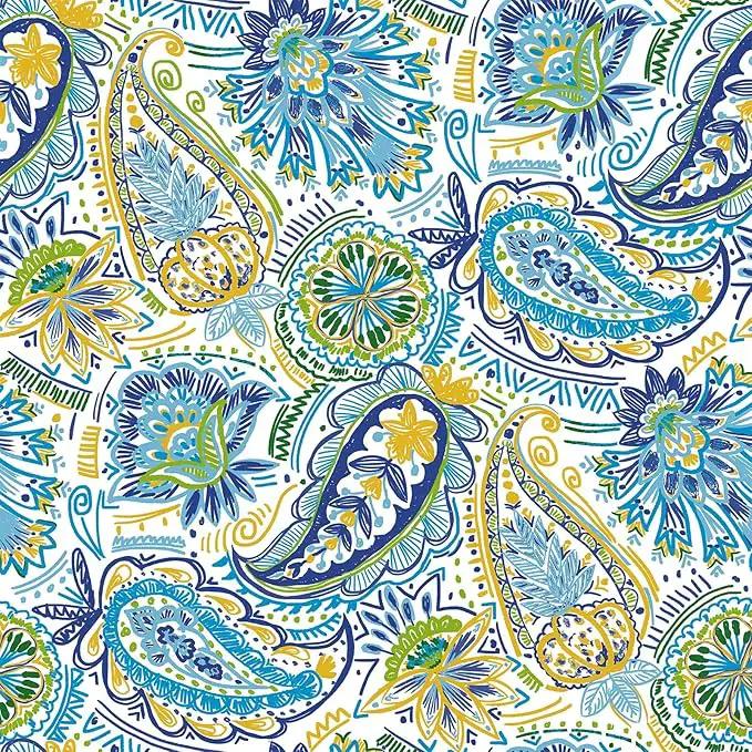 LVTXIII 2 Pack Outdoor/Indoor High Back Chair Cushions, Deep Seat Patio Seat and Back Cushion Set, Stuffed High Rebound Foam Rocking Chair Cushions, 44”x22”x4”, Paisley Blue by GreenHaven Gardens