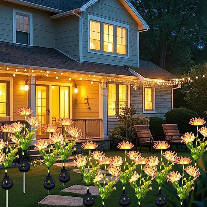 Solar Flower Lights for Garden Decor, 4Pack Pink Flowers with Green Stems, Solar Panel and Stake, Waterproof Solar Plant Lights for Outdoor Yard, Lawn, Path Decorations by GreenHaven Gardens