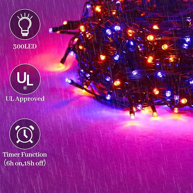 Halloween 300 LED String Lights,105FT String Lights with 8 Modes&Timer Function, Purple and Orange Halloween Lights Plug in for Party Carnival Supplies, Outdoor/Indoor Yard Garden Decor by GreenHaven Gardens