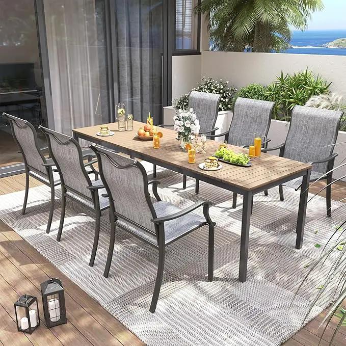 UDPATIO Outdoor Dining Chairs Set of 4, High Back Wide Seat Patio Furniture Chairs with All Weather Breathable Textilene, for Lawn Garden Backyard, Grey White by GreenHaven Gardens
