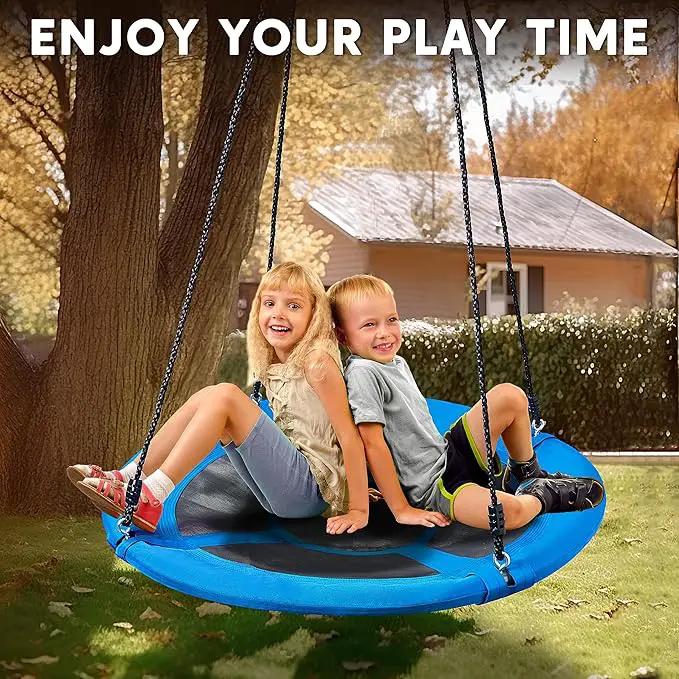 TURFEE 40" Saucer Tree Swing Set - 900Lb Weight Capacity, 900D Oxford Waterproof, with Hanging Straps Swings for Kids Playground Outdoor Activity Backyard Daily Exercise Fun(Blue) by GreenHaven Gardens