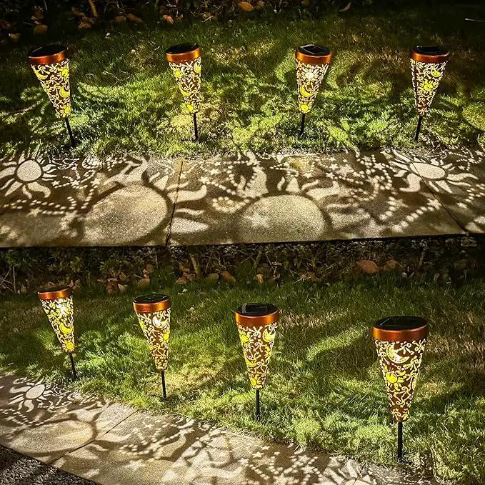 DIBIEECN 6 Pack Sun and Moon Solar Pathway Lights Outdoor,Metal Garden Decorations Outdoor Lights with Patterns and Warm Light,Waterproof Landscape Lighting for Path Patio Backyard Walkway Yard by GreenHaven Gardens