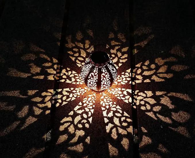MAGGIFT 2 Pack Hanging Solar Lights,Outdoor Ramadan Solar Lanterns Decorations,Waterproof Hanging Solar Light 6 Lumens,Brown by GreenHaven Gardens