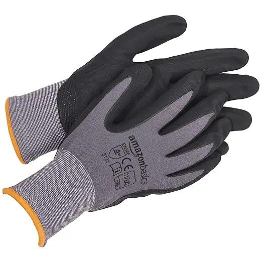 Amazon Basics Micro-Foam Nitrile Coated Work Gloves, Nylon Liner Fiber, Touch Screen, Grey, 11/XXL, 12-Pair by GreenHaven Gardens