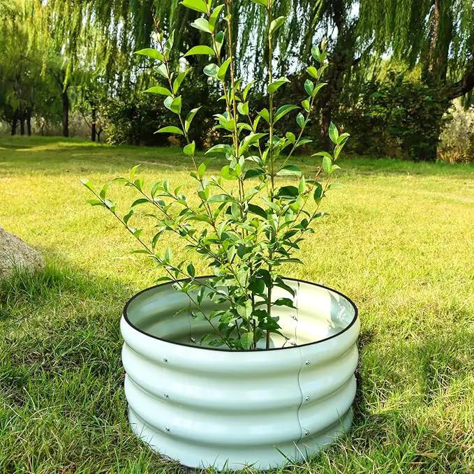 SnugNiture 3 Pcs 2x2x1ft Round Galvanized Raised Garden Bed Kit Outdoor, Metal Planter Box for Planting Plants Vegetables, White by GreenHaven Gardens