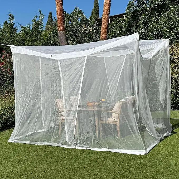 Mosquito Net for Patio 8.2 x 8.2 FT | Very Large Sizes & Fabric Designed for Outdoors | Insect House Screen Netting for Gazebo, Porch & Garden Terrace | White Outside Canopy Bug Protection