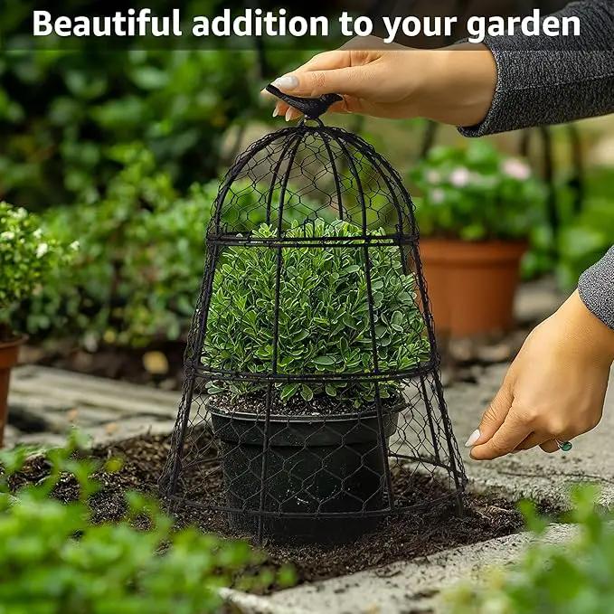 Pack of 10 Heavy-Duty Chicken Wire Plant Cloches – Rustproof Garden Protectors and Plant Cages for Vegetables and Flowers – Safeguard Plants from Deer and Critters – 20” x 12” by GreenHaven Gardens