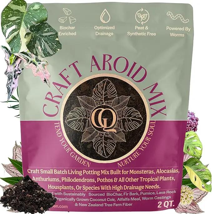 Craft Aroid Potting Mix- Elite Alocasia, Philodendron, Monstera Soil Mix, Chunky, Well Draining Potting Soil for Indoor Plants, All Tropical Plants & Houseplants, Synthetic & Peat Free 2QT by GreenHaven Gardens