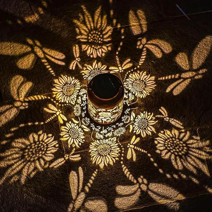 Solar Lanterns Dragonfly Lights Outdoor Decor Hanging Lantern Waterproof Metal LED Sunflower Light Decorative Garden,Yard,Patio,Lawn,Christmas Gifts for Women Mon Grandma by GreenHaven Gardens