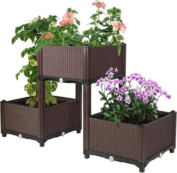 D'vine Dev Planter Raised Beds - Elevated Planter Garden Box with Drainage Plug Raised Garden Beds for Vegetable/Flower/Herb Outdoor Standing Planter Beds Gardening Kit, RGB-3 by GreenHaven Gardens