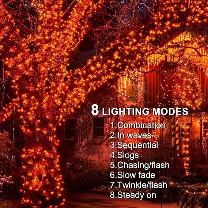 weillsnow 164FT 500 LED Orange Halloween Lights, 8 Modes Waterproof Plug in String Lights for Halloween Indoor Outdoor Yard Party Wedding Garden Home Decorations (Orange) by GreenHaven Gardens