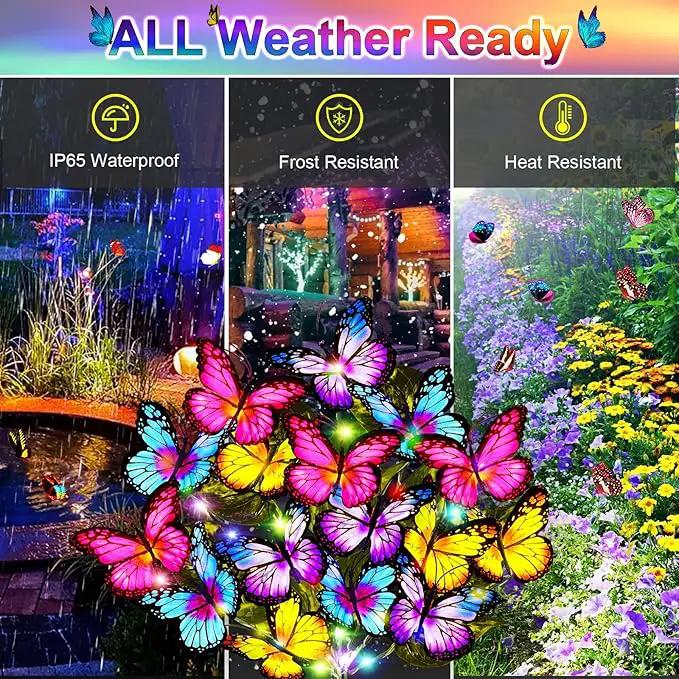 Solar Garden Lights Solar Lights Outdoor Waterproof Solar Lights 4 Pack with New Upgraded 144 LED 68 Butterflys Outdoor Solar Lights for Yard Outside Garden Pathway Decor Gifts for Women by GreenHaven Gardens