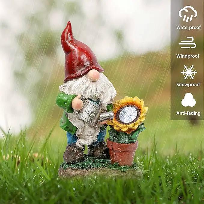TERESA'S COLLECTIONS Sunflower Garden Gnomes Decorations for Yard with Solar Lights, Cute Resin Garden Sculptures & Statues for Outdoor Patio Lawn Ornaments,Ideal Gifts for Mom Women and Man, 11.4" by GreenHaven Gardens