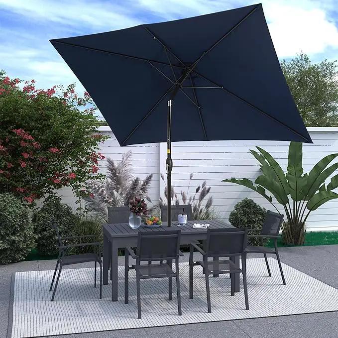 SUNVIVI OUTDOOR Patio Umbrella, 6.5' x 10' Rectangular Patio Umbrella, Metal Pole Square Outdoor Umbrella with Crank and Push Button Tilt, 6 Steel Ribs, Polyester Canopy by GreenHaven Gardens