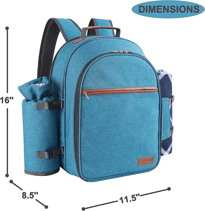 Apollo Walker Picnic Backpack Set for 2 Person with Cooler Compartment, Detachable Bottle/Wine Holder, Fleece Blanket, Plates and Cutlery Set (Teal) by GreenHaven Gardens