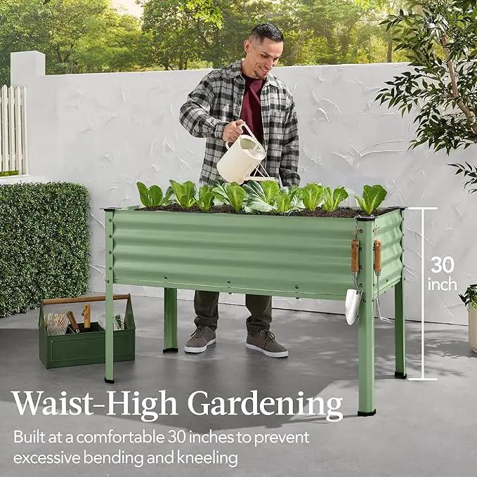 Best Choice Products 48x24x30in Galvanized Raised Garden Bed, Metal Elevated Planter Box, Vegetable Garden for Backyard, Patio, Balcony - Sage Green by GreenHaven Gardens