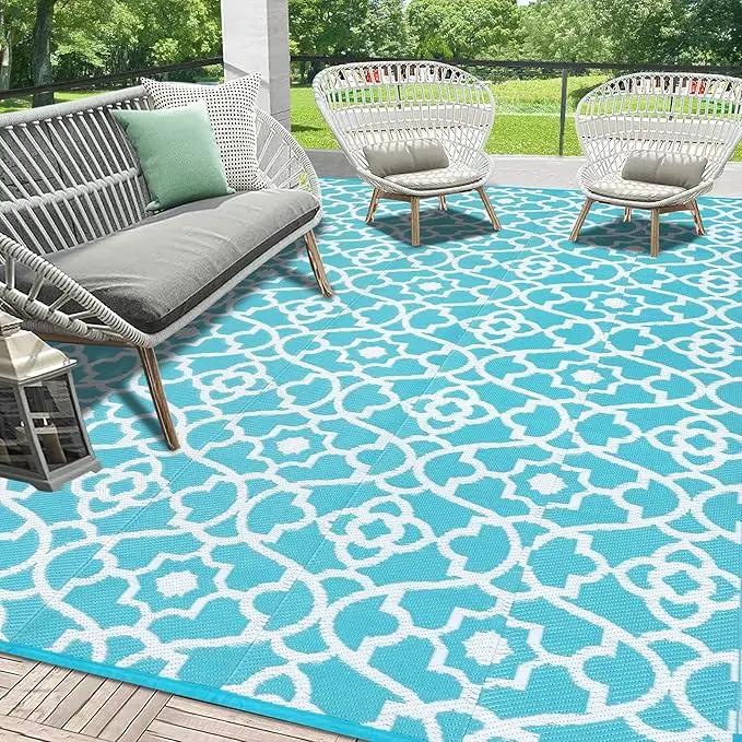 HEBE Outdoor Rug Waterproof 8x10, Plastic Straw Rug Camping Rug, Reversible Outdoor Patio Rugs RV Mat Clearance, Indoor Outside Floor Carpet for Porch,Deck,Camper,Balcony,Backyard by GreenHaven Gardens