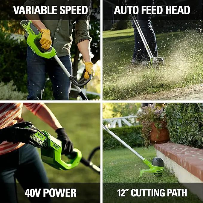 Greenworks 40V 12" Cordless String Trimmer, 2.0Ah Battery and Charger Included by GreenHaven Gardens