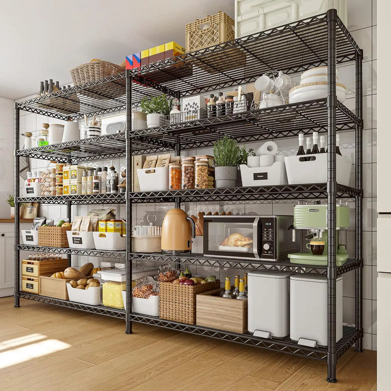 REIBII 72.8" W Storage Shelves Load 1600LBS, 5 Tier Metal Shelving Unit Wire Shelving for Storage Rack Heavy Duty Metal Shelves for Garage Pantry Kitchen, 17.7" D x 72.8" W x 70.9" H by GreenHaven Gardens